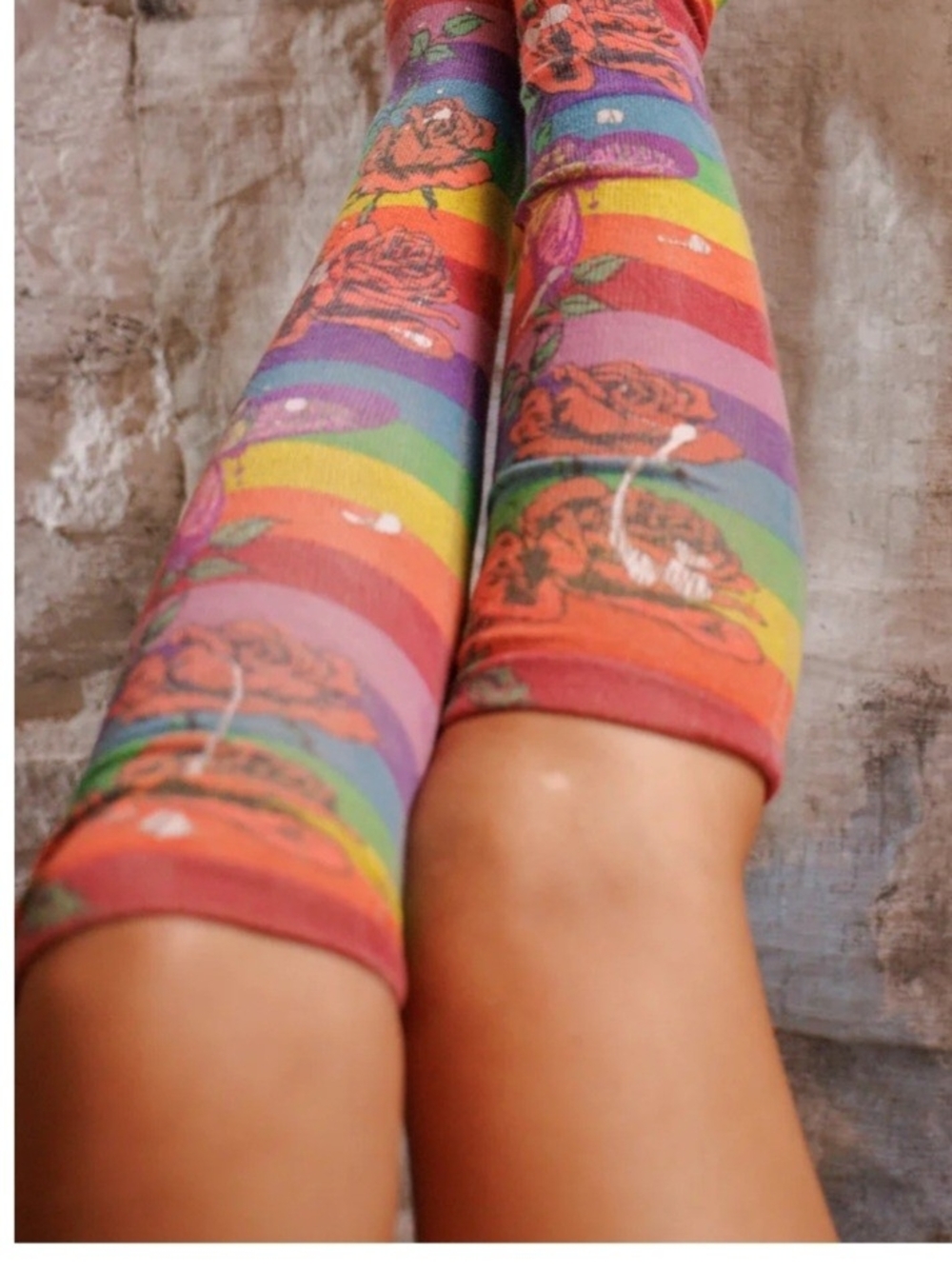 Magnolia Pearl Rainbow Striped Rose Knee-High Socks